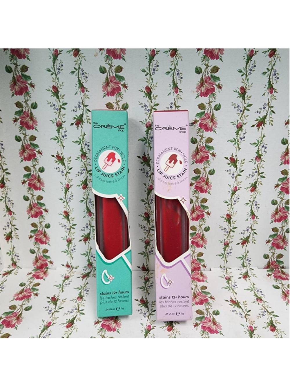 The Crème Shop Lip Juice Stain in red & pink #lipstick #lipjuice 2 pack